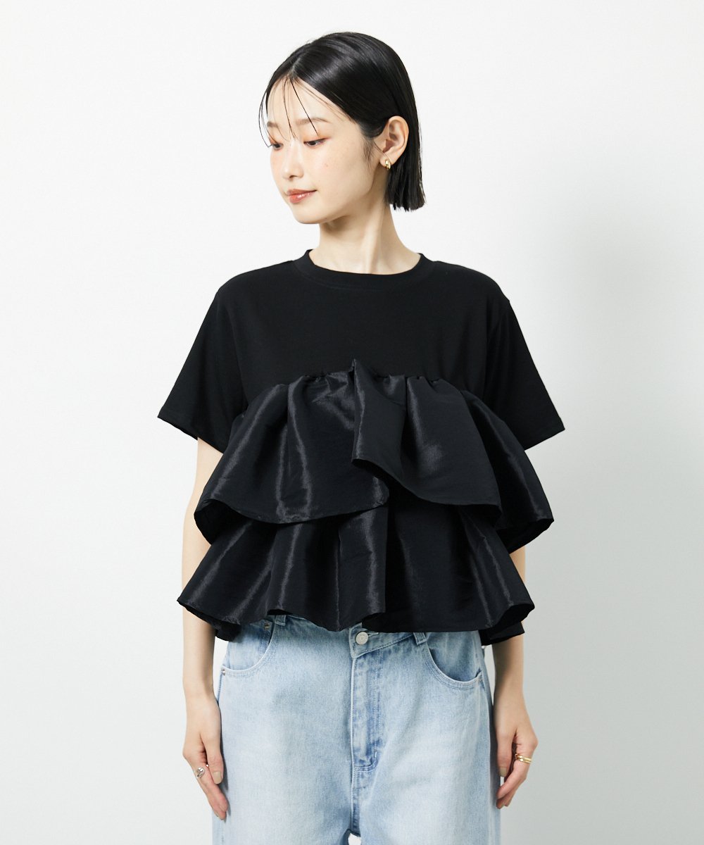 CTKID03063 TONEA(トネア) ティアードフリルTシャツ ブラック