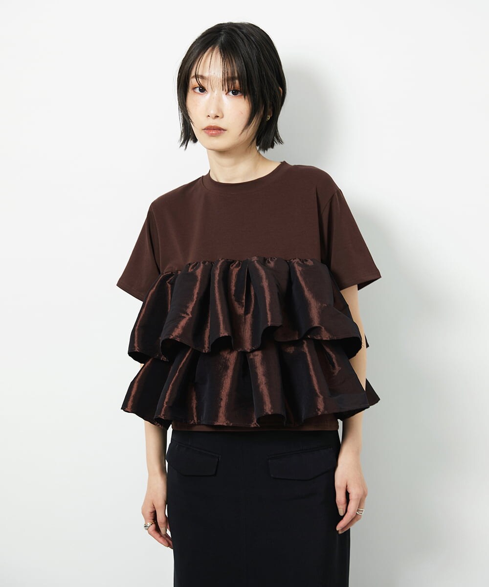 CTKID03063 TONEA ティアードフリルTシャツ ブラック