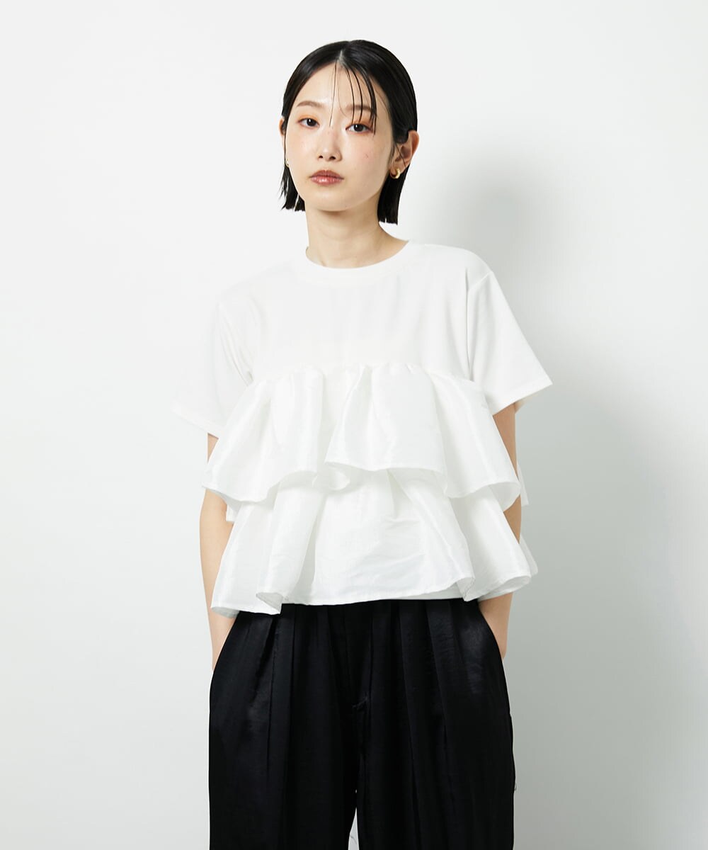 CTKID03063 TONEA ティアードフリルTシャツ ブラック