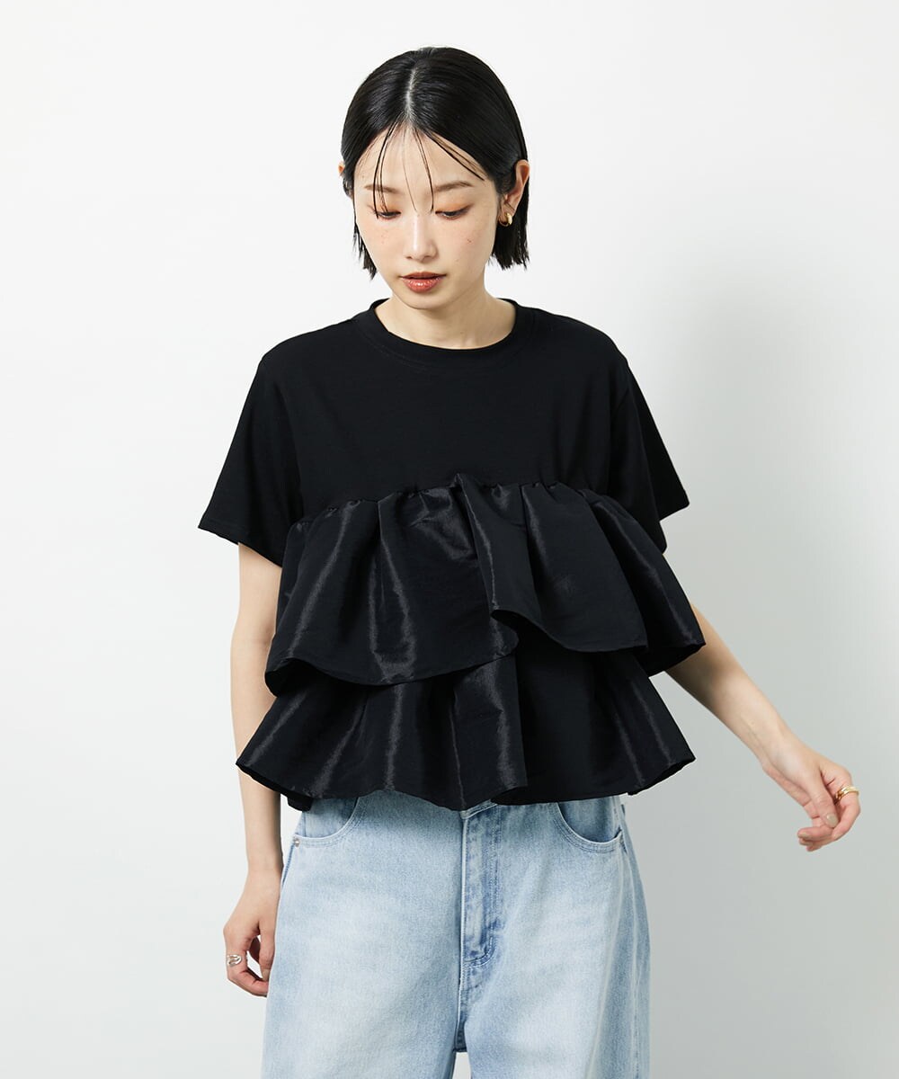 CTKID03063 TONEA ティアードフリルTシャツ ブラック