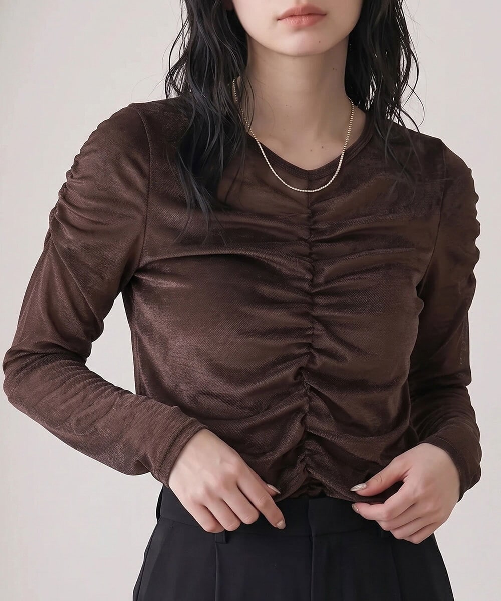 CTKKD03054 TONEA シアーベロアシャーリングトップス