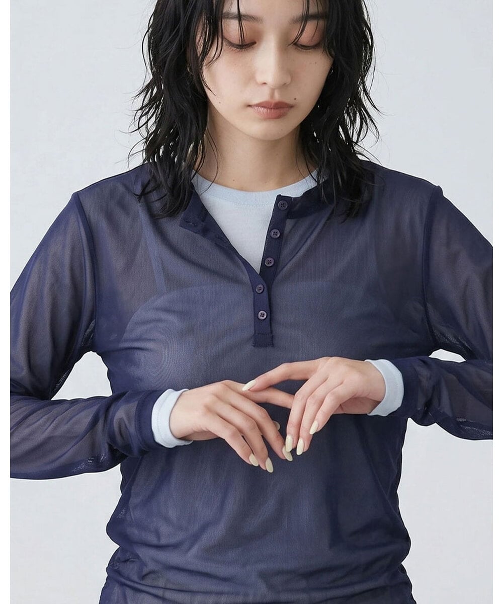 CTKKD04051 TONEA(トネア) シアーヘンリーネック レイヤードトップス ネイビー