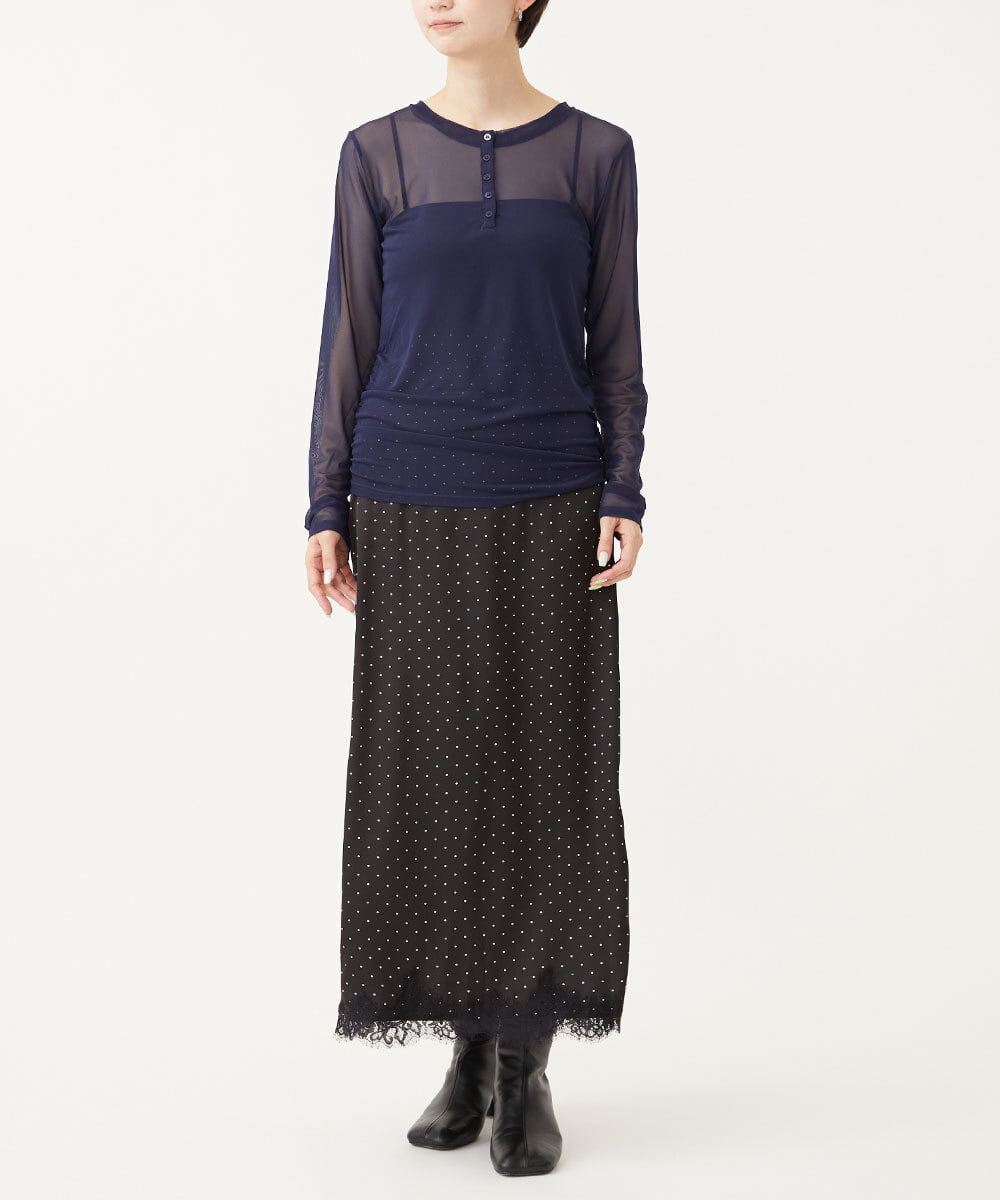 CTKKD04051 TONEA(トネア) シアーヘンリーネック レイヤードトップス アイボリー