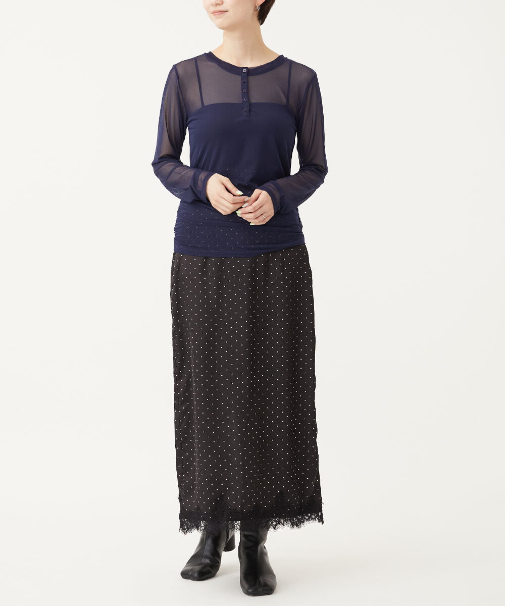 CTKKD04051 TONEA(トネア) シアーヘンリーネック レイヤードトップス アイボリー