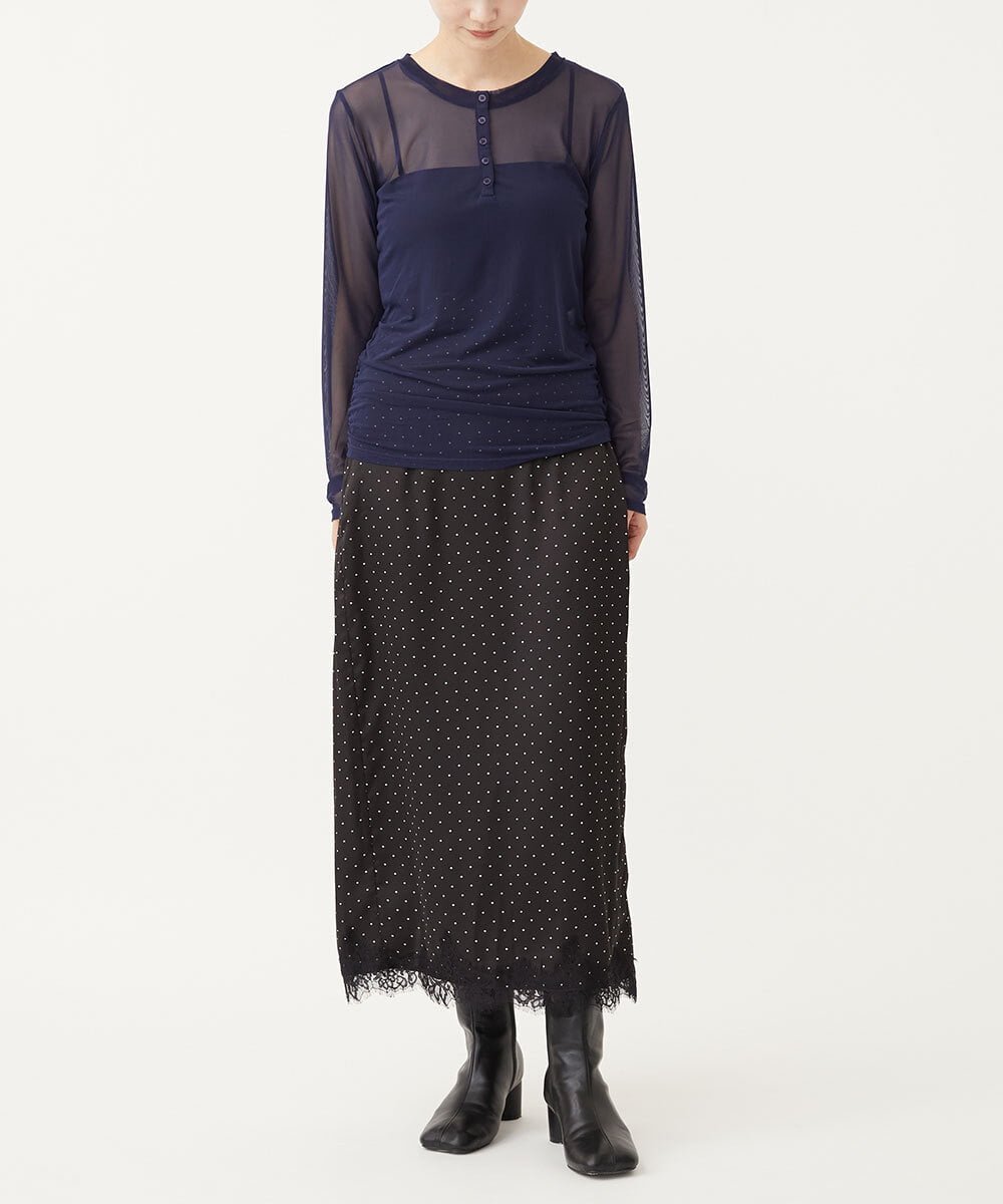 CTKKD04051 TONEA(トネア) シアーヘンリーネック レイヤードトップス アイボリー