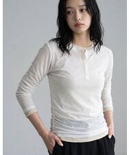 CTKKD04051 TONEA(トネア) シアーヘンリーネック レイヤードトップス アイボリー