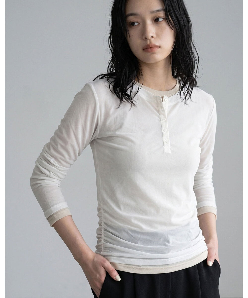 CTKKD04051 TONEA(トネア) シアーヘンリーネック レイヤードトップス アイボリー