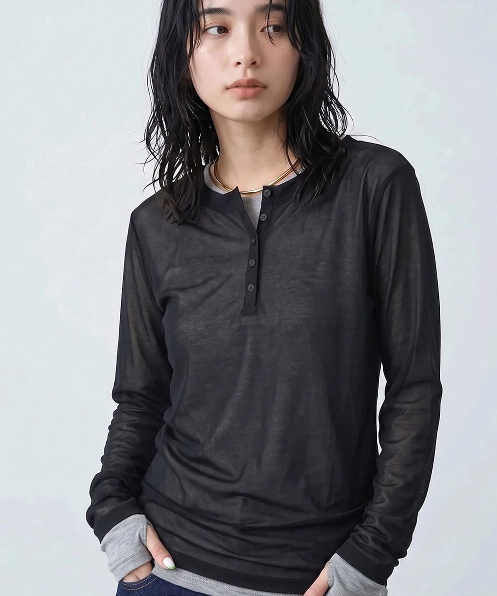 CTKKD04051 TONEA(トネア) シアーヘンリーネック レイヤードトップス アイボリー
