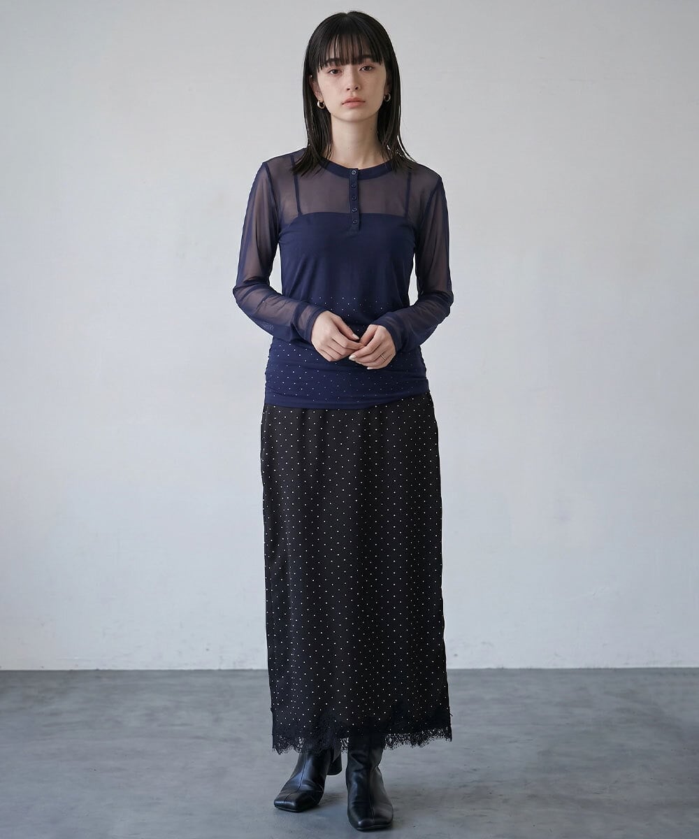 CTKKD04051 TONEA(トネア) シアーヘンリーネック レイヤードトップス アイボリー