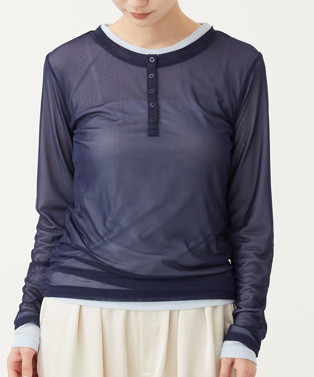 CTKKD04051 TONEA(トネア) シアーヘンリーネック レイヤードトップス アイボリー