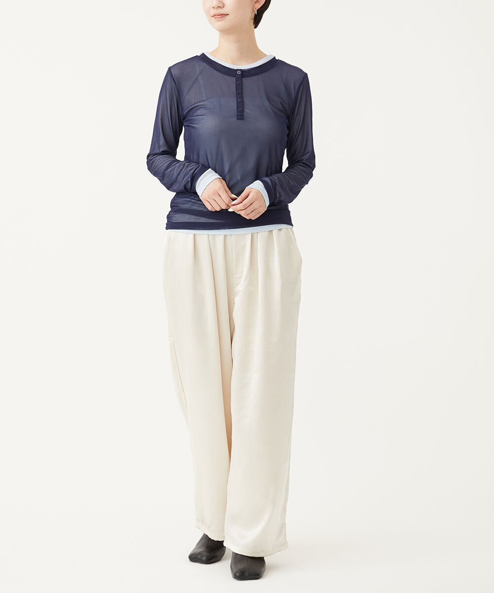 CTKKD04051 TONEA(トネア) シアーヘンリーネック レイヤードトップス アイボリー