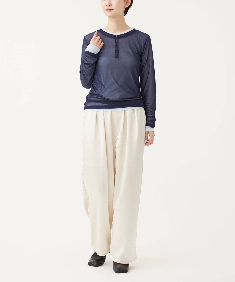 CTKKD04051 TONEA(トネア) シアーヘンリーネック レイヤードトップス アイボリー