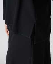 EBBEP13070 comfy Couture(コンフィークチュール) 【洗濯機で洗える】配色ステッチデザインパフスリーブプルオーバー ブラック