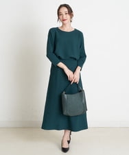 EBEJP56150 comfy Couture(コンフィークチュール) 【洗える】ゆるトップス×スカート ニットセットアップ グリーン