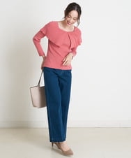 EBFKP04078 comfy Couture(コンフィークチュール) 【洗える】ケープデザインニット ピンク