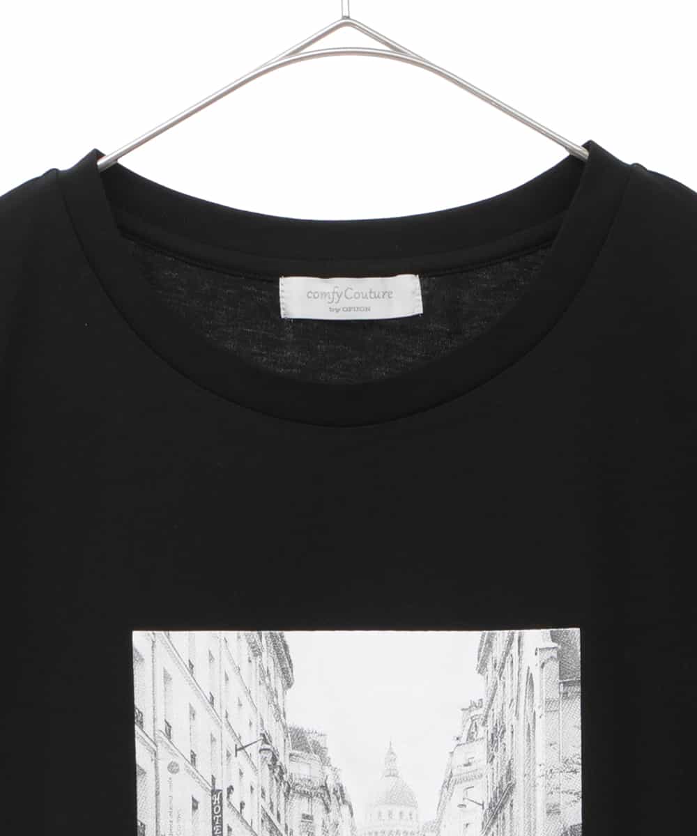 EBKFP03050 comfy Couture(コンフィークチュール) 【洗濯機で洗える】フォトプリントTシャツ ブラック