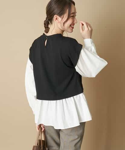 EBKJM40058 comfy Couture 【WEB限定/洗える】異素材ドッキングカットソー