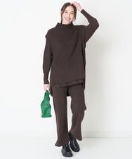 EBLLP40150 comfy Couture(コンフィークチュール) 【洗える】スリットニットパンツ イエロー