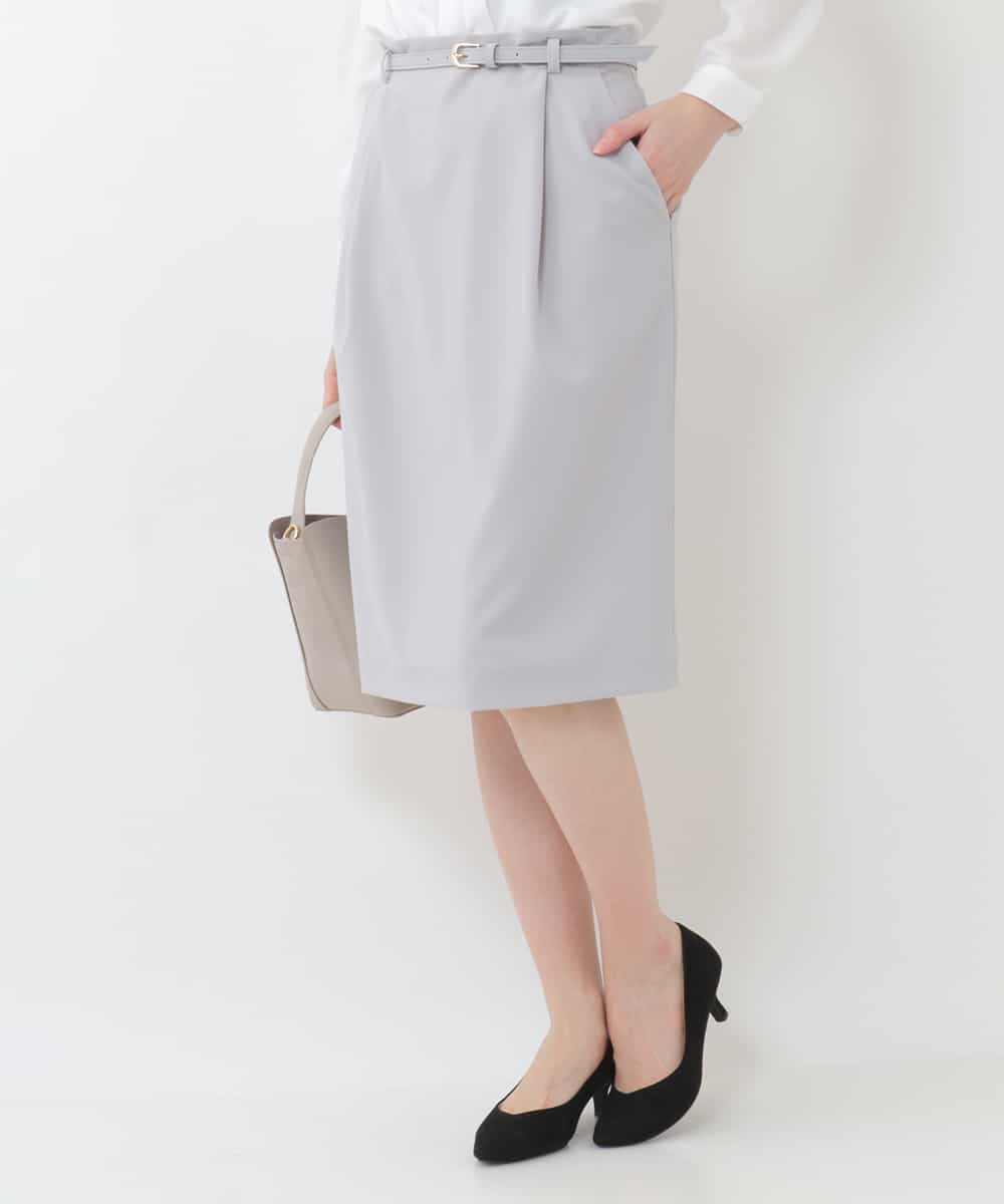 洗濯機で洗える セットアップ可 ベルト付きタイトスカート ひざ丈スカート Ofuon オフオン イトキンオンラインストア