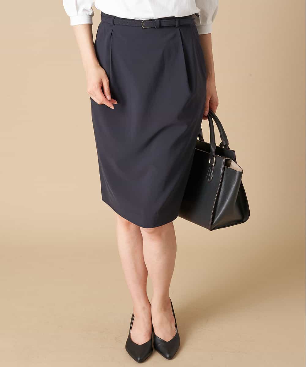 洗濯機で洗える セットアップ可 ベルト付きタイトスカート ひざ丈スカート Ofuon オフオン イトキンオンラインストア