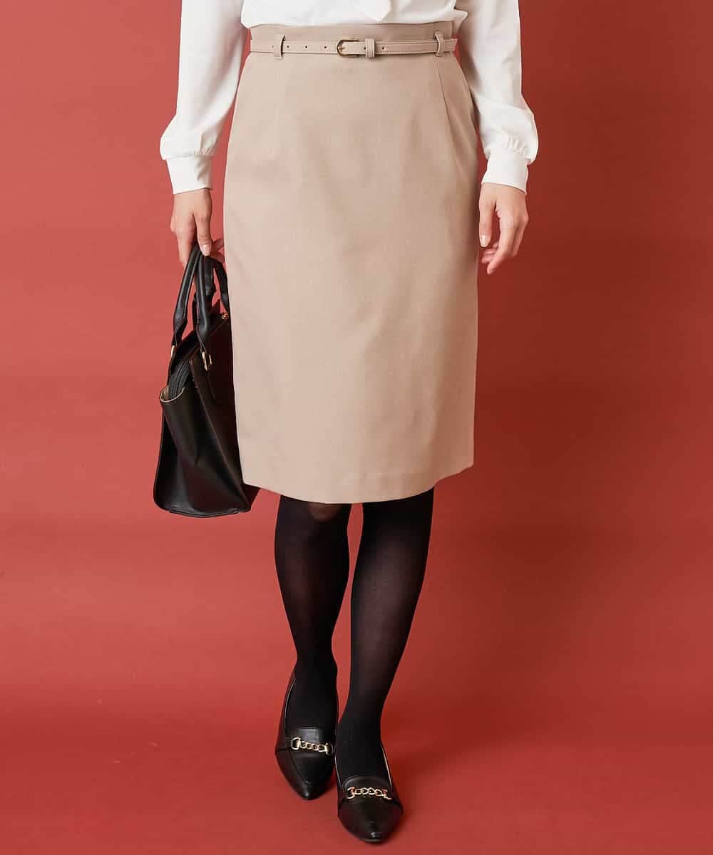 洗える 抗菌 防臭 ベルト付きラップ風タイトスカート ひざ丈スカート Ofuon オフオン イトキンオンラインストア