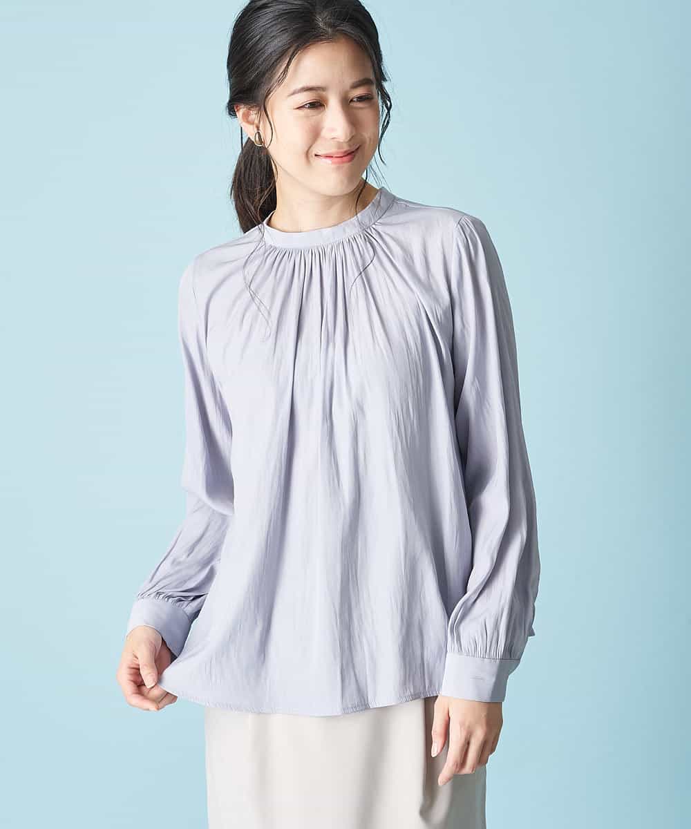 洗濯機で洗える プチスタンドネックブラウス ブラウス シャツ Ofuon オフオン イトキンオンラインストア
