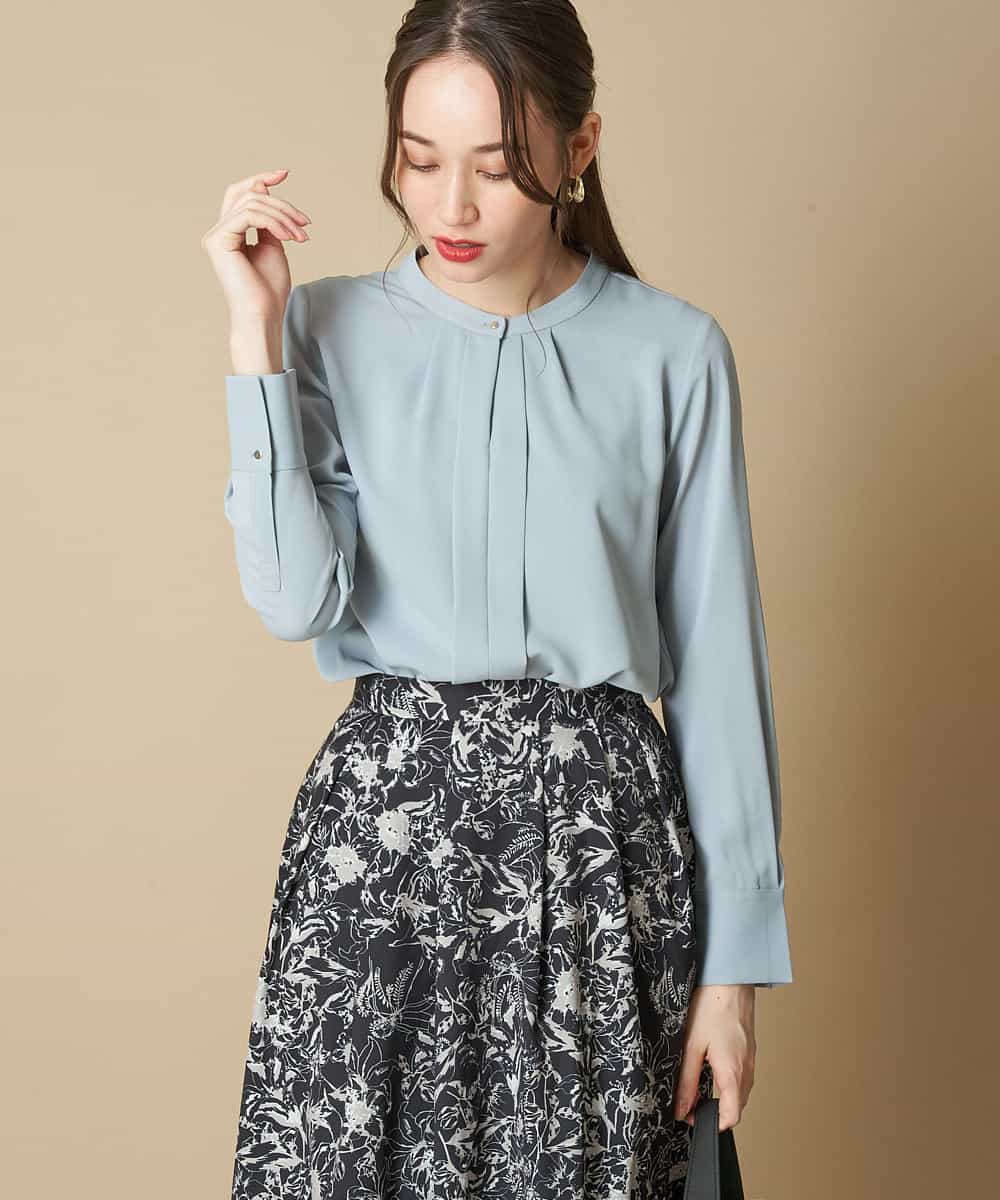 洗濯機で洗える バンドカラーフロントタックボタンブラウス ブラウス シャツ Ofuon オフオン イトキンオンラインストア