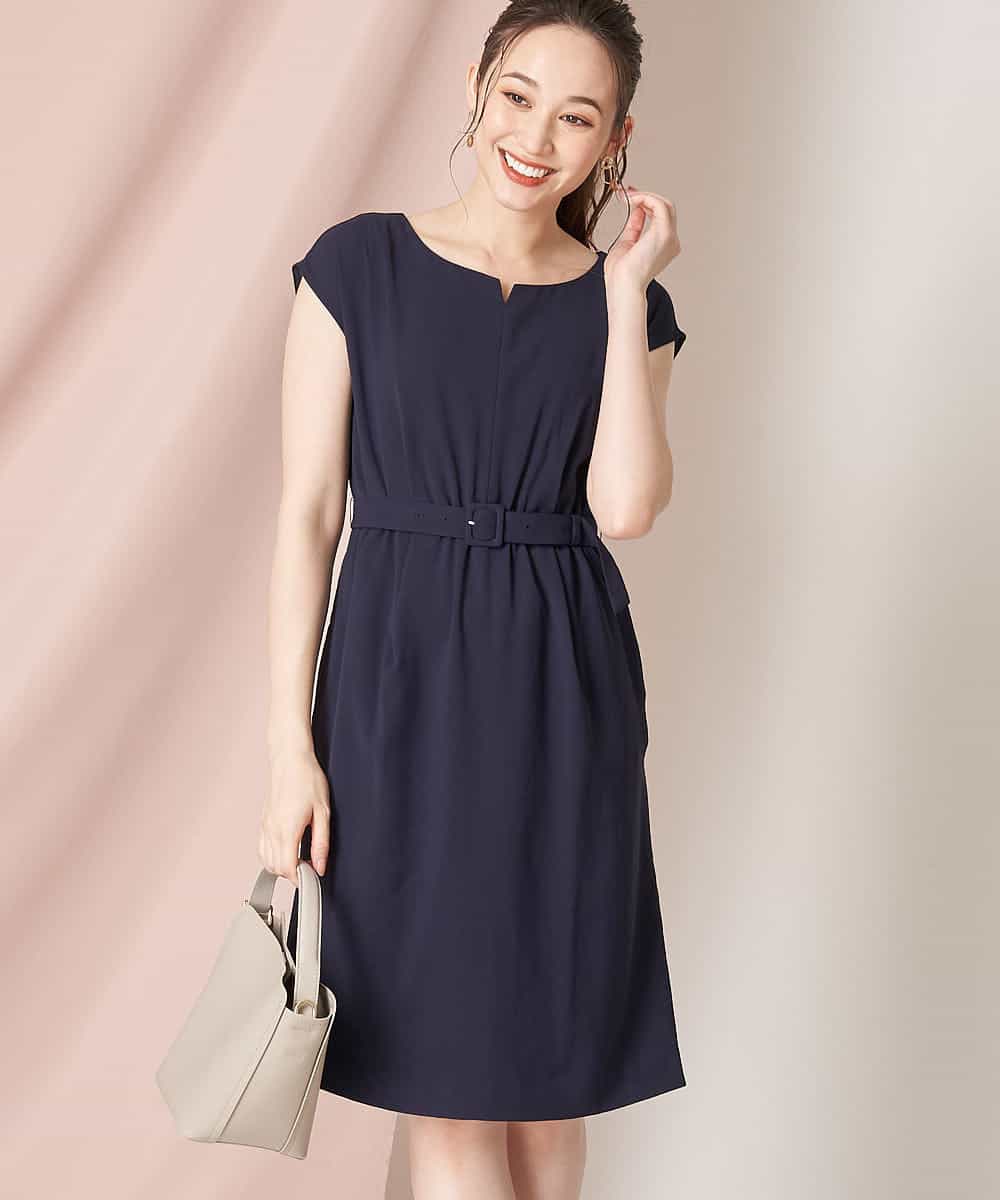 Ofuon オフオン 洗濯機で洗える ベルト付きキーネックワンピース イトキンオンラインストア