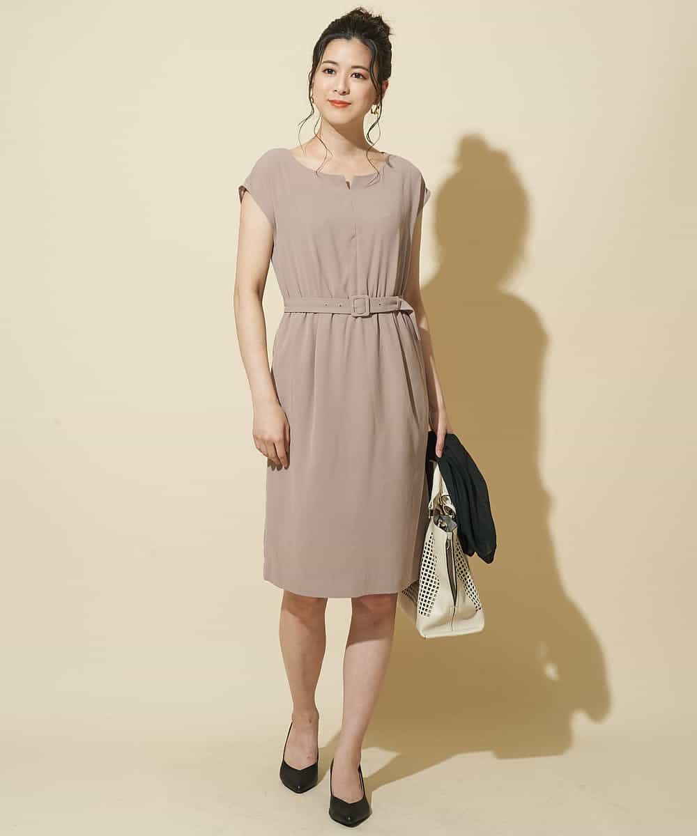 Ofuon オフオン 洗濯機で洗える ベルト付きキーネックワンピース イトキンオンラインストア