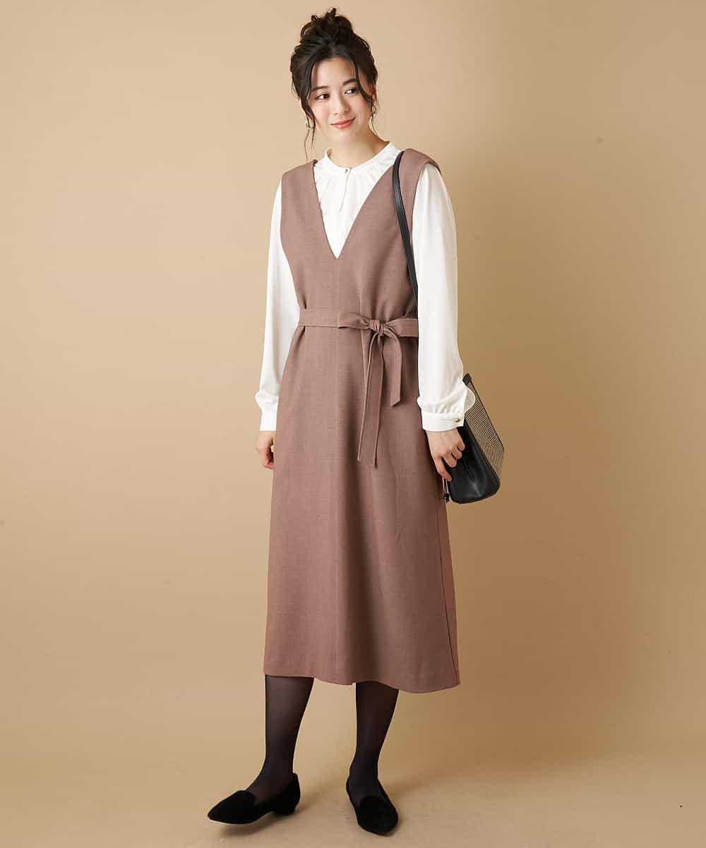 洗濯機で洗える Vネックフレアジャンパースカート ジャンパースカート Ofuon オフオン イトキンオンラインストア