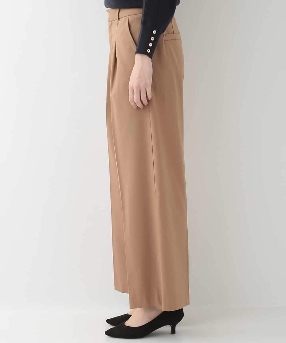 EULKG12079 OFUON le MK ベーシックワイドタックパンツ ベージュ