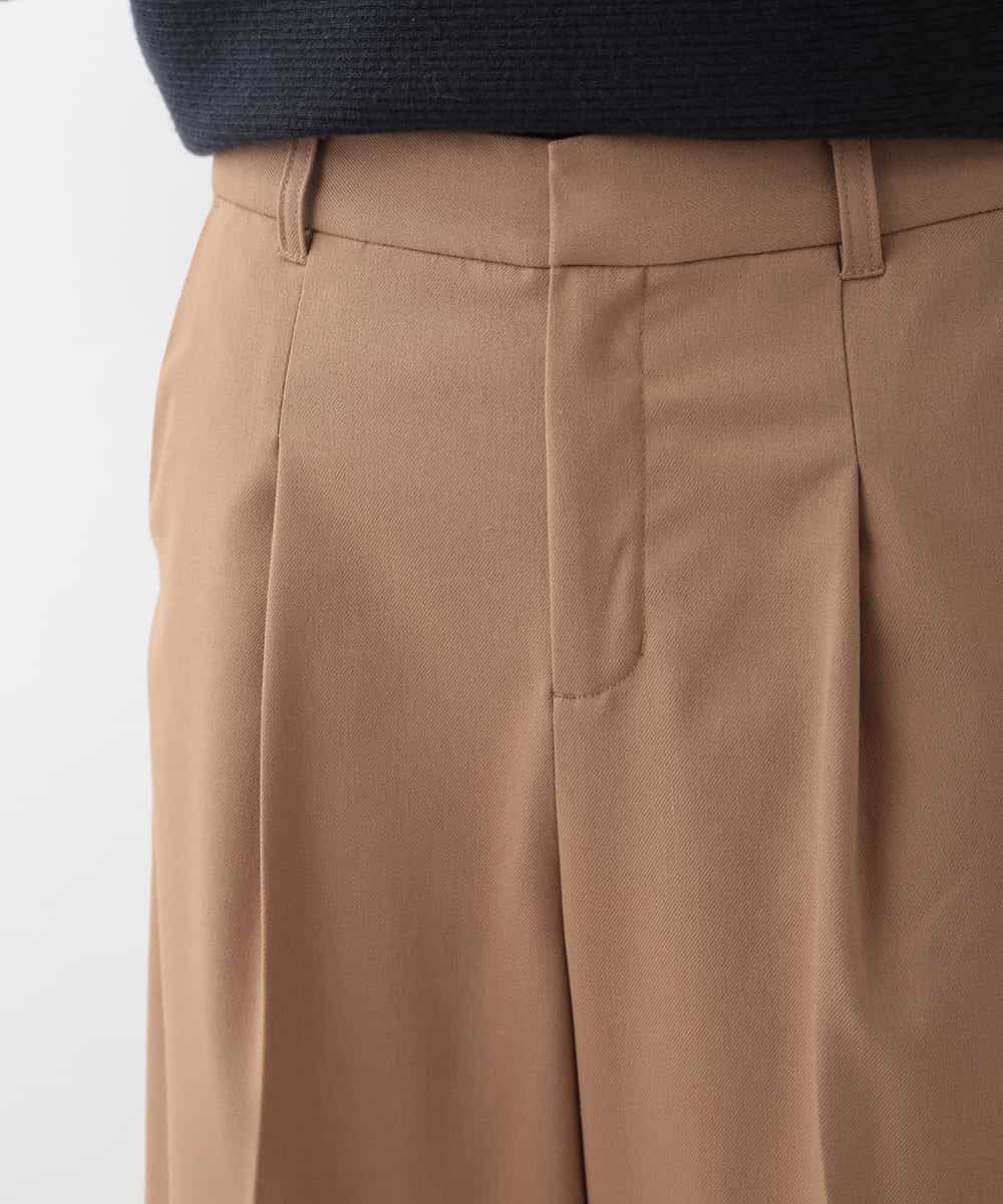EULKG12079 OFUON le MK ベーシックワイドタックパンツ ベージュ