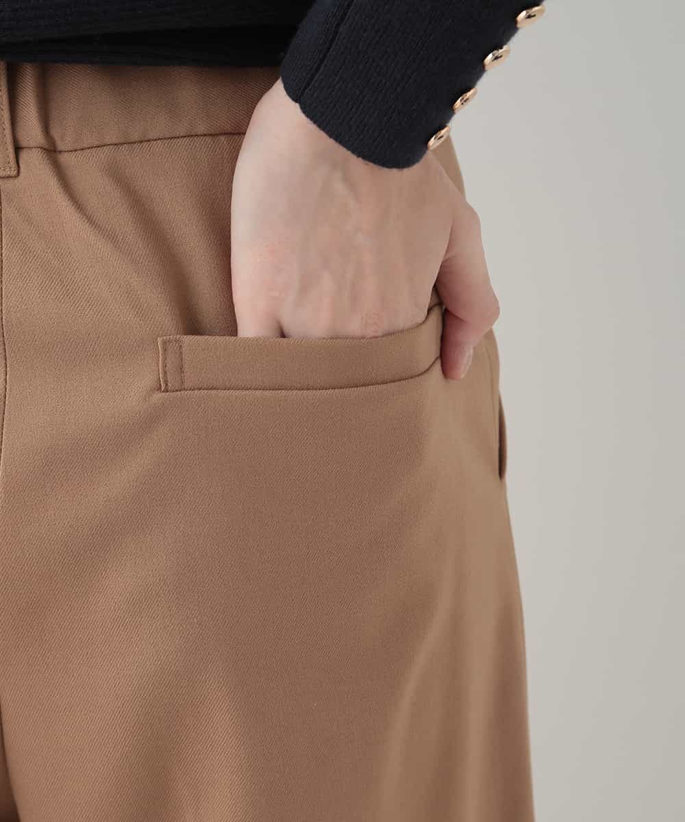 EULKG12079 OFUON le MK ベーシックワイドタックパンツ ベージュ