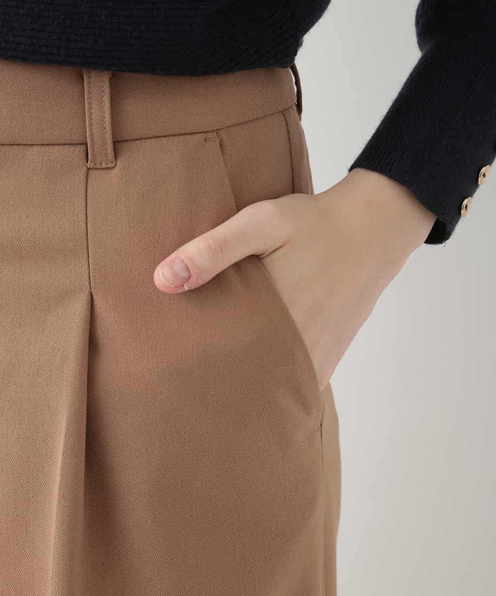 EULKG12079 OFUON le MK ベーシックワイドタックパンツ ベージュ