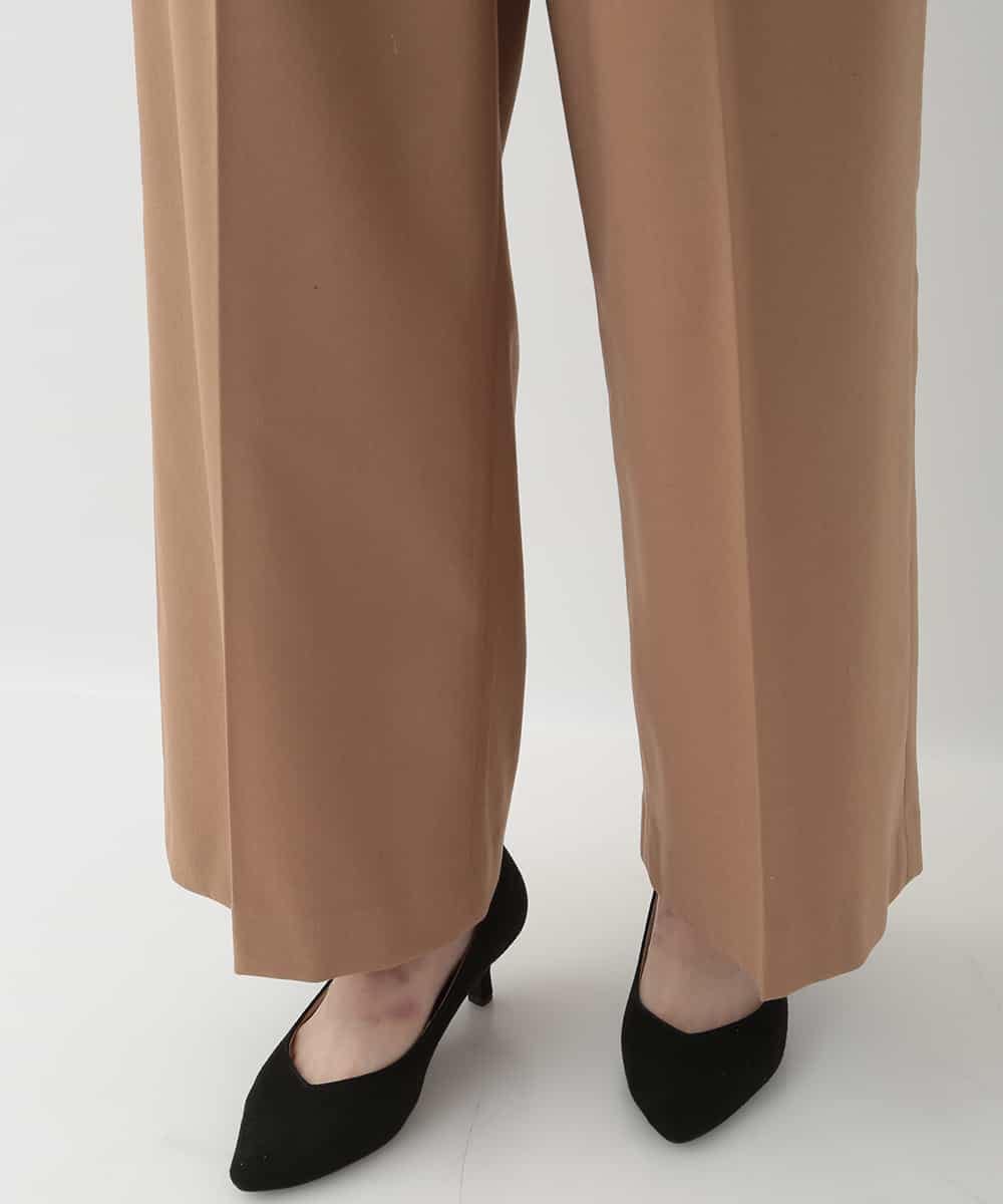 EULKG12079 OFUON le MK ベーシックワイドタックパンツ ベージュ