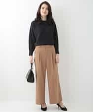 EULKG12079 OFUON le MK ベーシックワイドタックパンツ ベージュ
