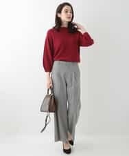 EULKG12079 OFUON le MK ベーシックワイドタックパンツ ベージュ