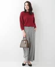 EULKG12079 OFUON le MK ベーシックワイドタックパンツ ベージュ