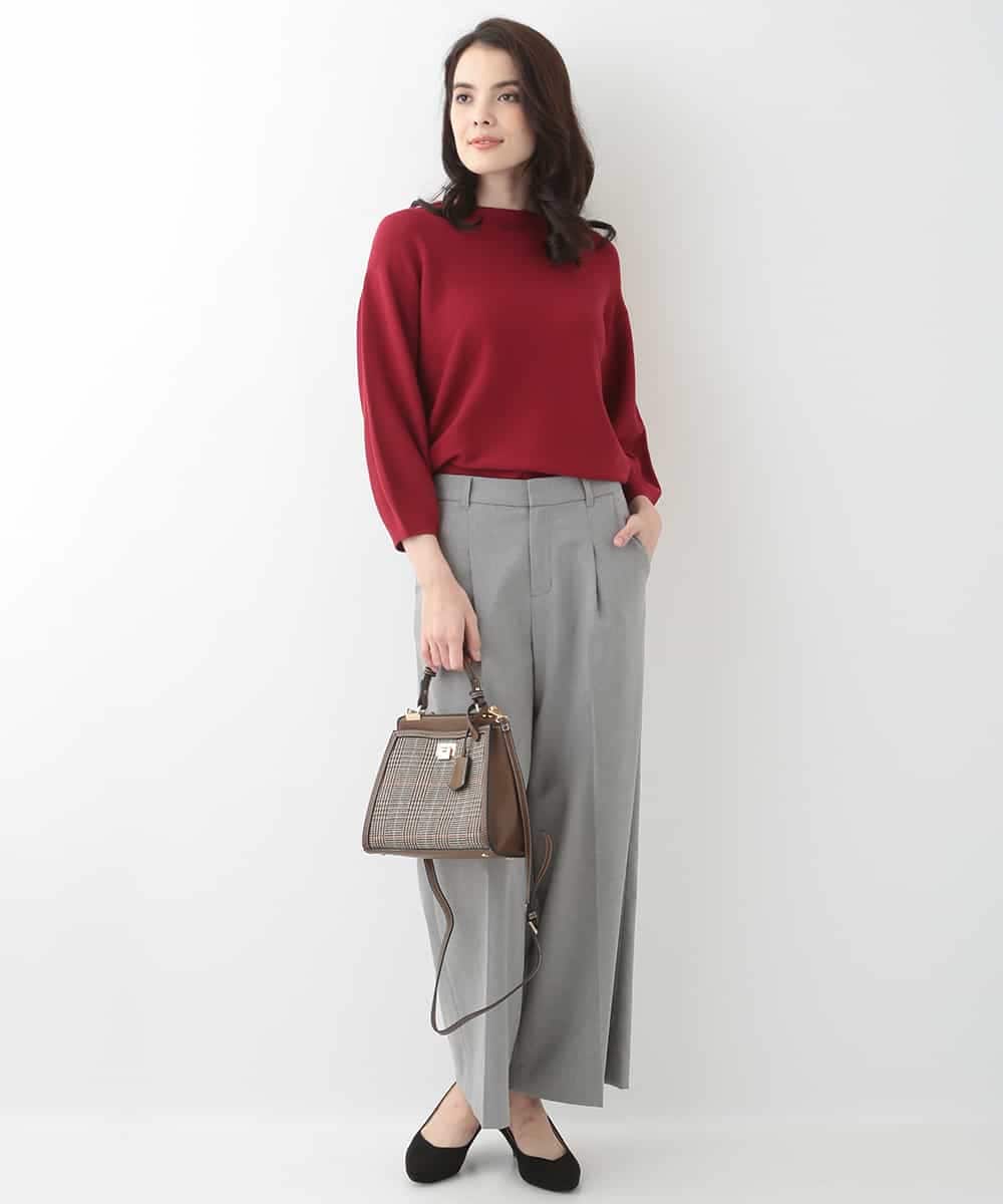 EULKG12079 OFUON le MK ベーシックワイドタックパンツ ベージュ