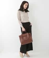 EULKG12079 OFUON le MK ベーシックワイドタックパンツ ベージュ