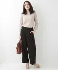 EULKG12079 OFUON le MK ベーシックワイドタックパンツ ベージュ