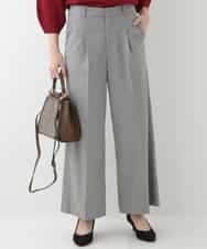EULKG12079 OFUON le MK ベーシックワイドタックパンツ グレー