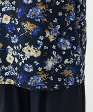 F1BAD01140 MK MICHEL KLEIN(小さいサイズ)(メゾン ドゥ サンク) 【小さいサイズ】クラシックフラワープリント シフォンブラウス/洗濯機で洗える ネイビー