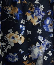 F1BAD01140 MK MICHEL KLEIN(小さいサイズ)(メゾン ドゥ サンク) 【小さいサイズ】クラシックフラワープリント シフォンブラウス/洗濯機で洗える ネイビー