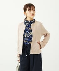 F1BAD01140 MK MICHEL KLEIN(小さいサイズ)(メゾン ドゥ サンク) 【小さいサイズ】クラシックフラワープリント シフォンブラウス/洗濯機で洗える ネイビー