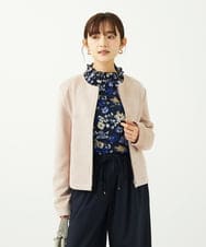 F1BAD01140 MK MICHEL KLEIN(小さいサイズ)(メゾン ドゥ サンク) 【小さいサイズ】クラシックフラワープリント シフォンブラウス/洗濯機で洗える ネイビー