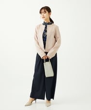 F1BAD01140 MK MICHEL KLEIN(小さいサイズ)(メゾン ドゥ サンク) 【小さいサイズ】クラシックフラワープリント シフォンブラウス/洗濯機で洗える ネイビー