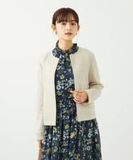 F1BAD01140 MK MICHEL KLEIN(小さいサイズ)(メゾン ドゥ サンク) 【小さいサイズ】クラシックフラワープリント シフォンブラウス/洗濯機で洗える ネイビー