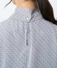 F1BAD04140 MK MICHEL KLEIN(小さいサイズ)(メゾン ドゥ サンク) 【小さいサイズ】チェック柄ボウタイシフォンブラウス/洗濯機で洗える グレー