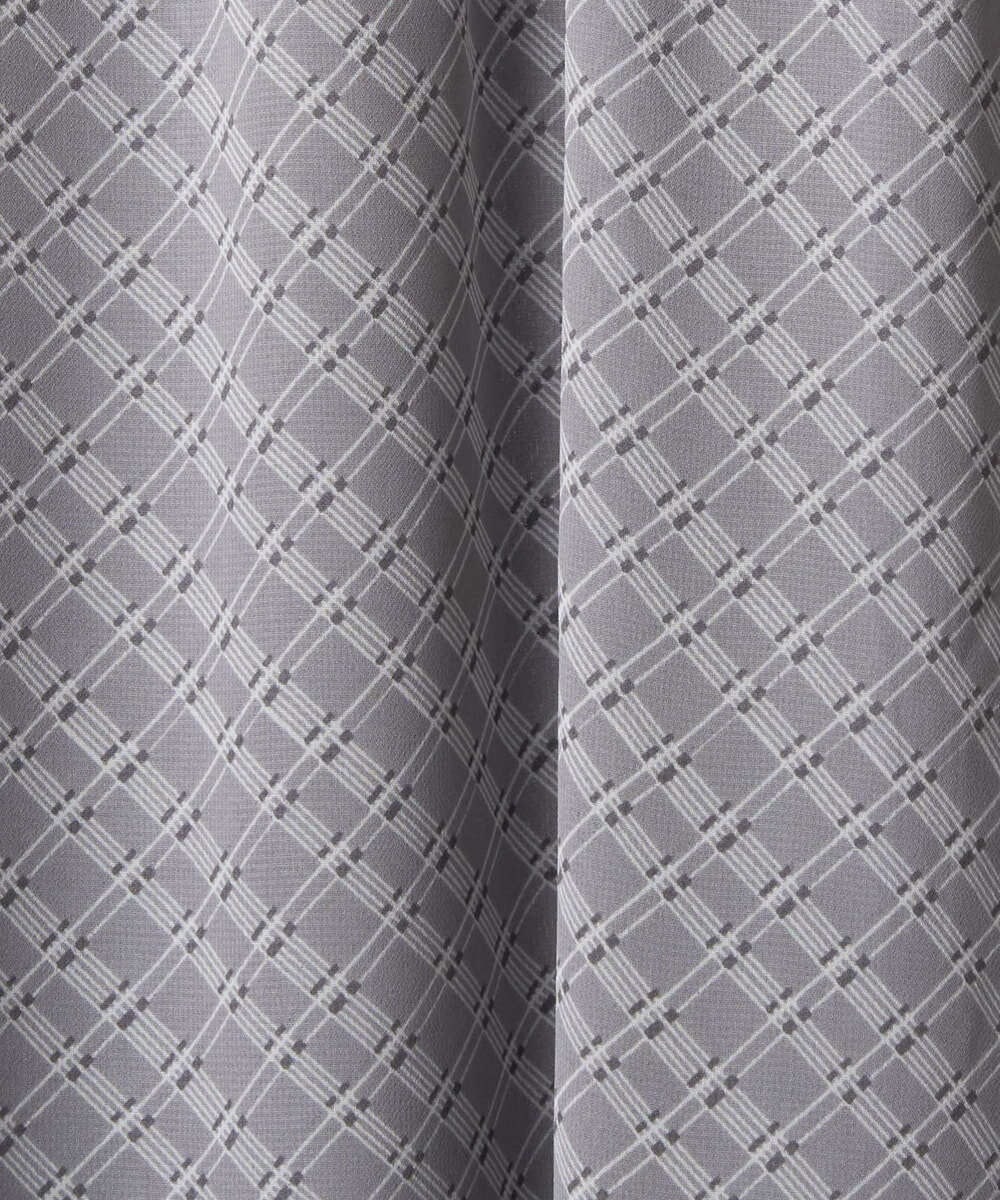 F1BAD04140 MK MICHEL KLEIN(小さいサイズ)(メゾン ドゥ サンク) 【小さいサイズ】チェック柄ボウタイシフォンブラウス/洗濯機で洗える グレー